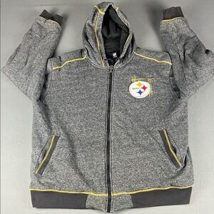 NFL Pro Line Hoodie Mens XL Gray Pittsburgh Steelers Zip‎ Up Pocket
